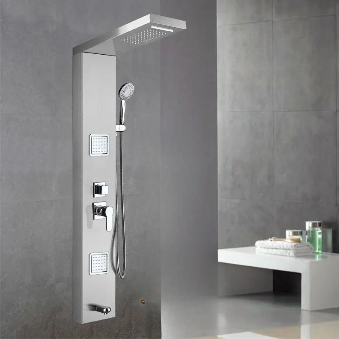 

Hydroelectric power generation, temperature display LED bath screen 304 stainless steel, shower screen, shower set