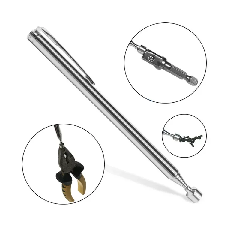 Portable Telescopic Easy Magnetic Pick Up Rod Stick Capacity Magnet Pickup Pen Extending Strong Magnet Handheld Tool Handy Tools