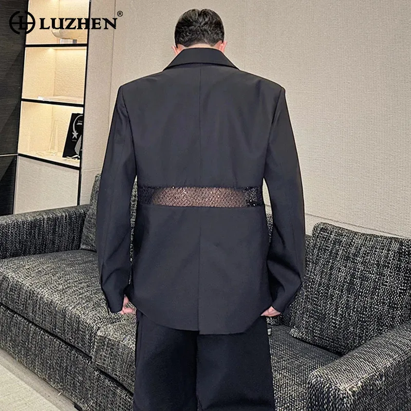 LUZHEN Spring Design Mesh Hollow Suit Jackets Coat 2025 Clothing Original Personalized Fashion New Elegant Men's Blazer LZ7004