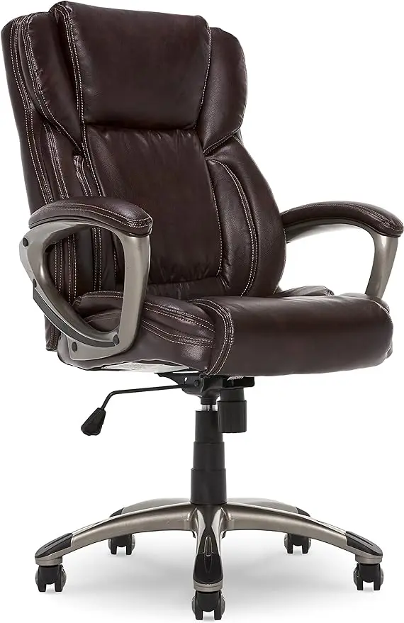 

Executive Office Adjustable Ergonomic Computer Chair with Layered Body Pillows, Waterfall Seat Edge, Bonded Leather