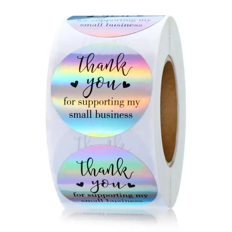 500PCS rainbow laser thank you for your purchase commercial decorative adhesive sticker label