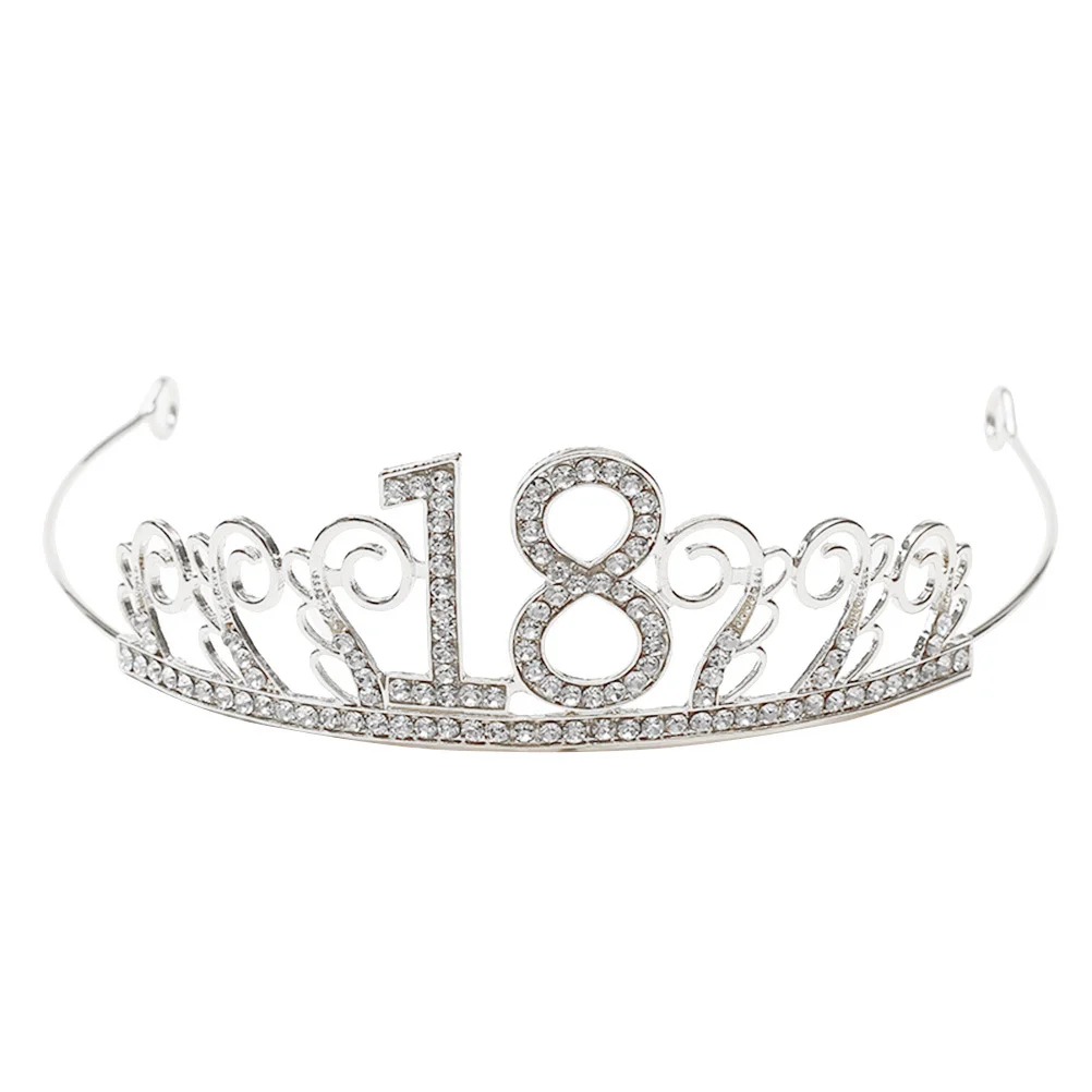 

Silver Crystal Crown Party Cake Topper Decoration Number 18 Crown Ornaments Delicate Baking Picks Rhinestone Cake Tiara Birthday