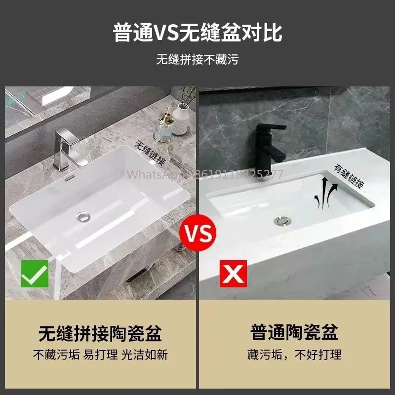 Marble Wash Basin, Artificial Stone Sink With Intelligent Mirror New Bathroom Combination Cabinet, Dressing Table, Wall Mounted