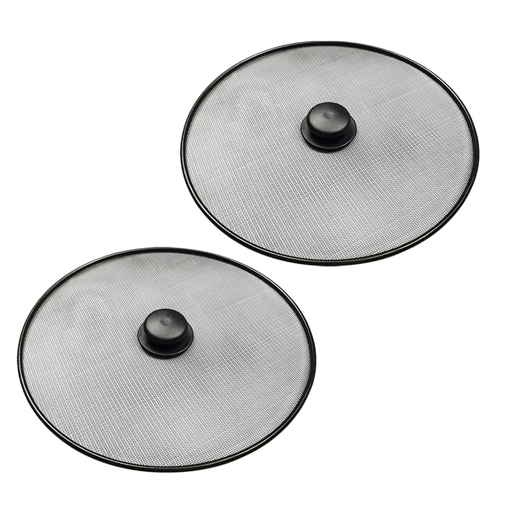 2Pcs Splatter Screen for Frying Pan Stainless Steel Mesh Oil Splatter Guard Kitchen Splash Shield for Skillet Cooking Tool