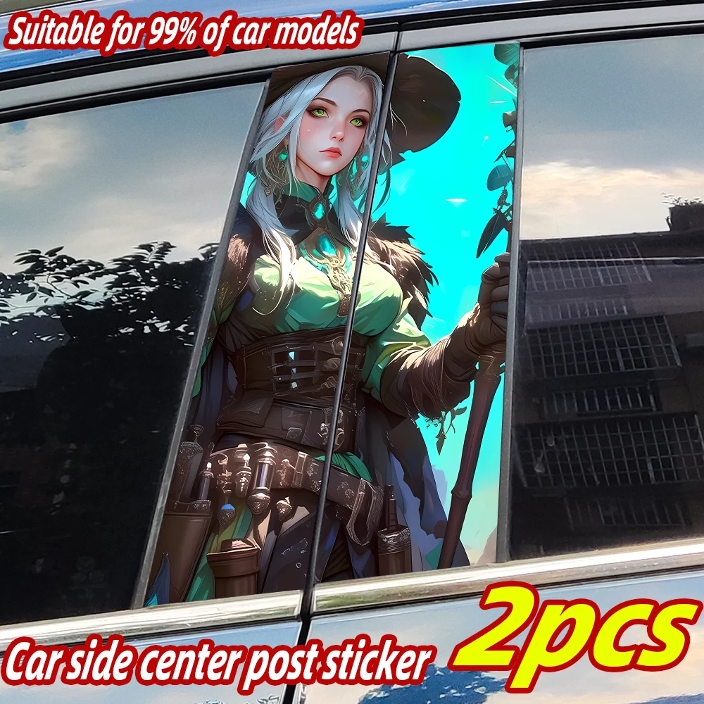 

Wand Girl Car Stickers Anime Waterproof Auto B Pillar Decor Cover Scratches Car Door Pillar Sunscreen Vinyl Decal Accessories