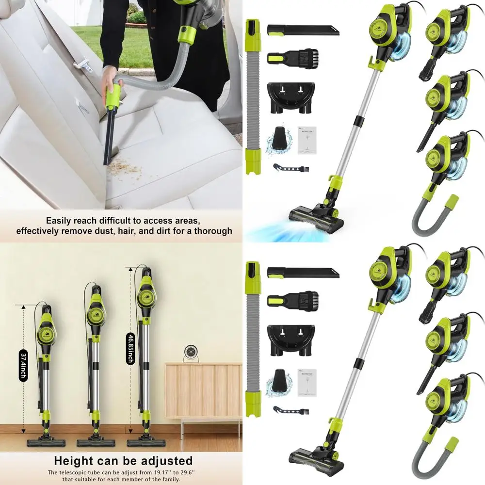 

23ft Corded Vacuum, 2-Mode Suction, Adjustable Tube, Handheld for Floors & Pet Hair, Wall-Mount Storage