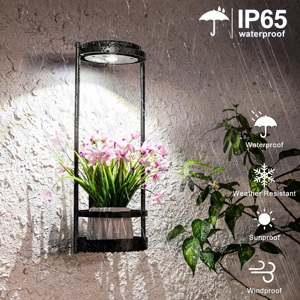 Imagem -02 - Impermeável Solar Floor Lamp com Suporte de Planta Outdoor Wall Fence Light Metal Garden Decor Deck Step Cores de Iluminação