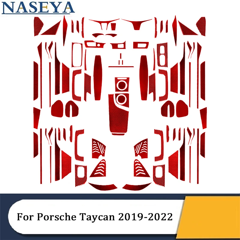 

Car Interior Modification Frame Decorative Accessories For Porsche Taycan 2019 2020 2021 2022 Carbon Fiber Red Styling Stickers