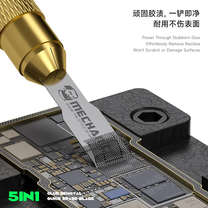 MECCANICO FS-51 Set di lame per pala per rimozione colla Lame in acciaio inossidabile per PCB IC CPU Sgommatura Coltello a leva