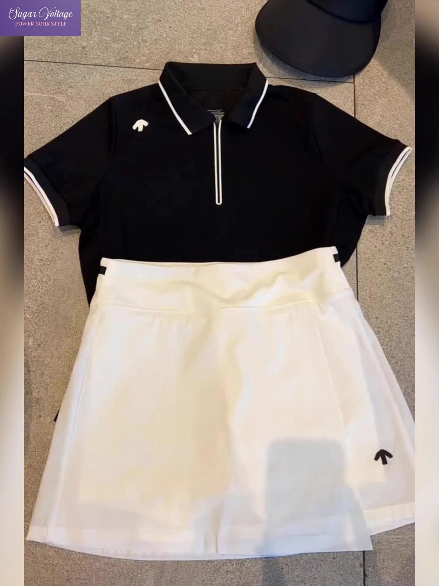 

Милые черные топы с короткими рукавами и воротником-поло + теннисная спортивная юбка с высокой талией Элегантные корейские модные летние молодежные комплекты из 2 предметов