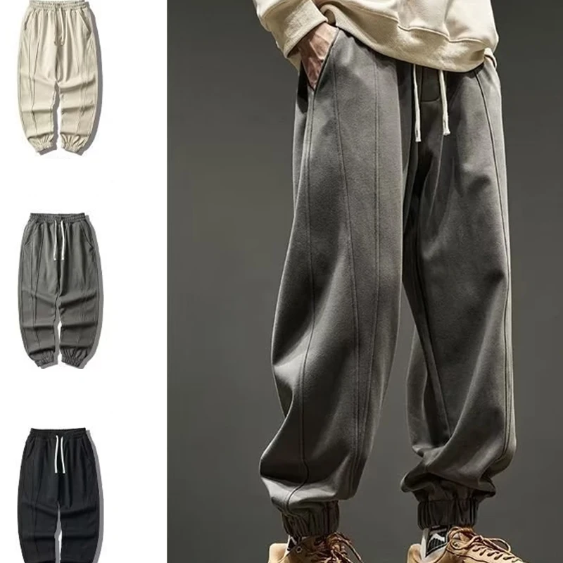 Autumn Fashion Guard Pants for Men Loose Simple and Casual Harlan Tie Feet Sports