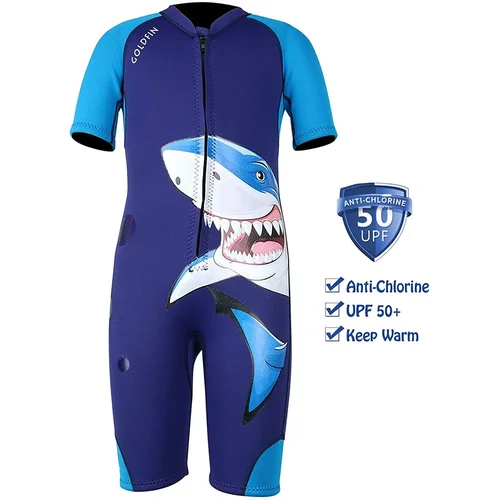 Imagen 1 del producto Trajes de neopreno cortos para niños, traje de neopreno juvenil de 2mm, traje de baño para niños pequeños, aeróbic acuático, natación, buceo, surf