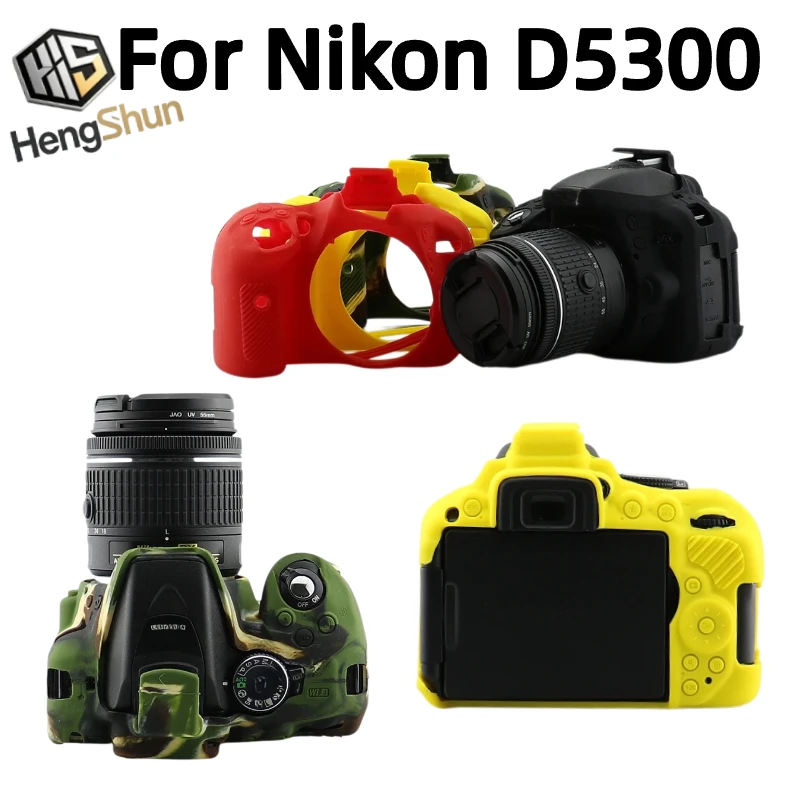 For Nikon D5300 Silicone Camera Case Shockproof Anti‑Scratch Soft Protective Cover With Free Tempered Glass Screen Protector