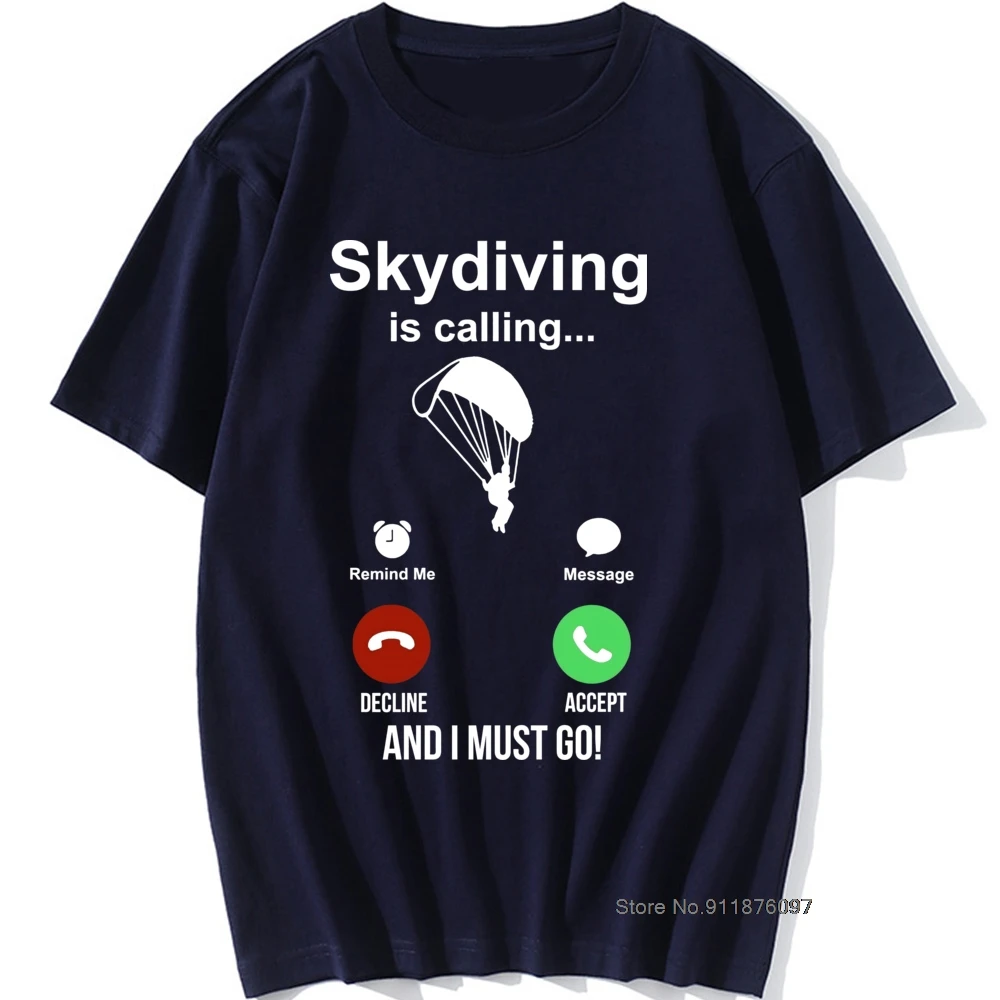 Skydiving Is Calling T Shirt Gift Men Short Sleeve Vintage Graphic Harajuku Jumping Planes Parachute T-shirt Boyfriend