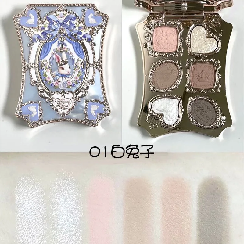 Flower Knows Garden Matte Perlglanz-Puder Feine Sechs-Farben-Lidschatten-Konturpalette Langanhaltendes Make-up Glitzer-Lidschatten