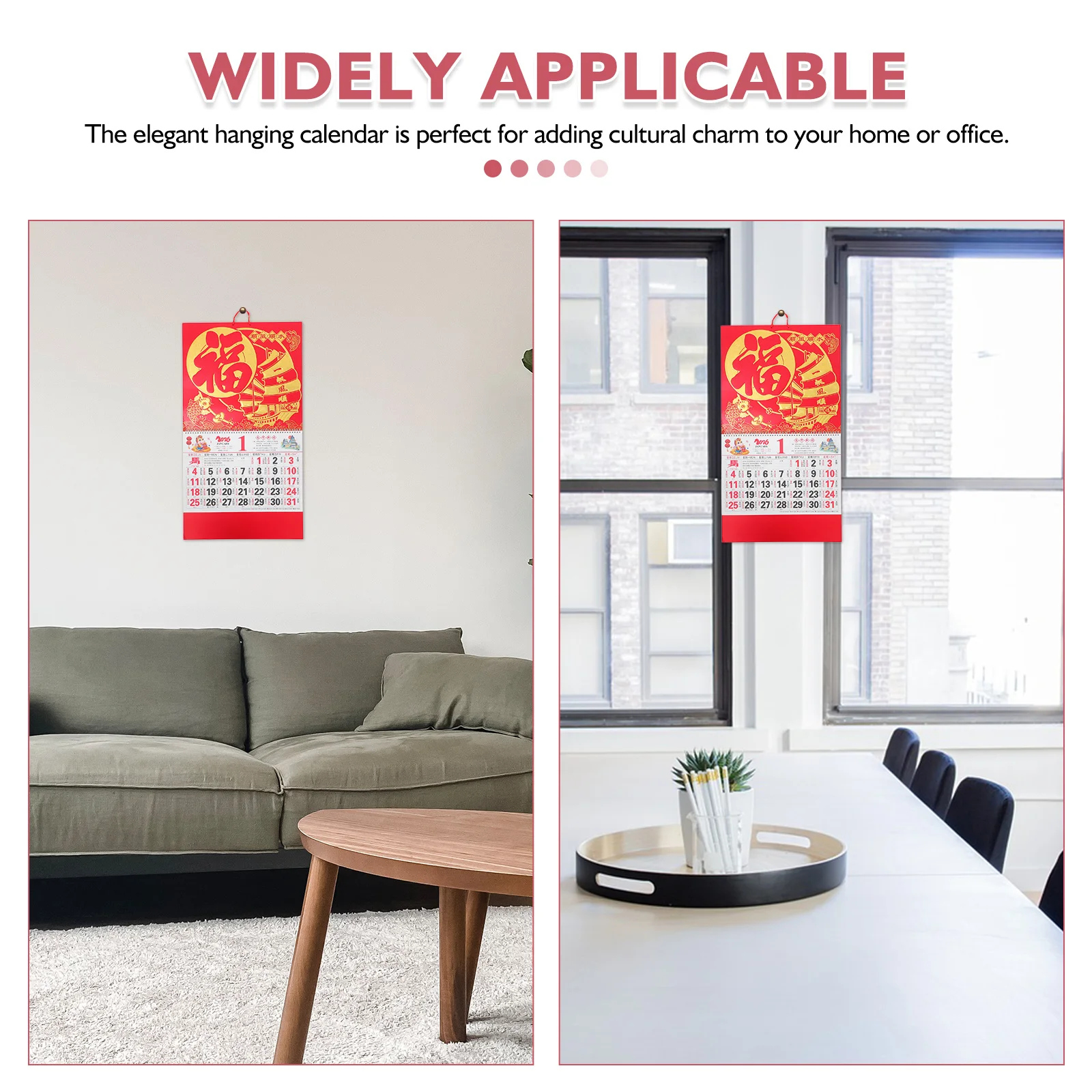 2 Stücke 2026 Chinesisches Neujahr Wandkalender Pferd Sternzeichen Goldfolie Monddatteln Tagesplaner Feng Shui Dekor Chinesischer Kalender