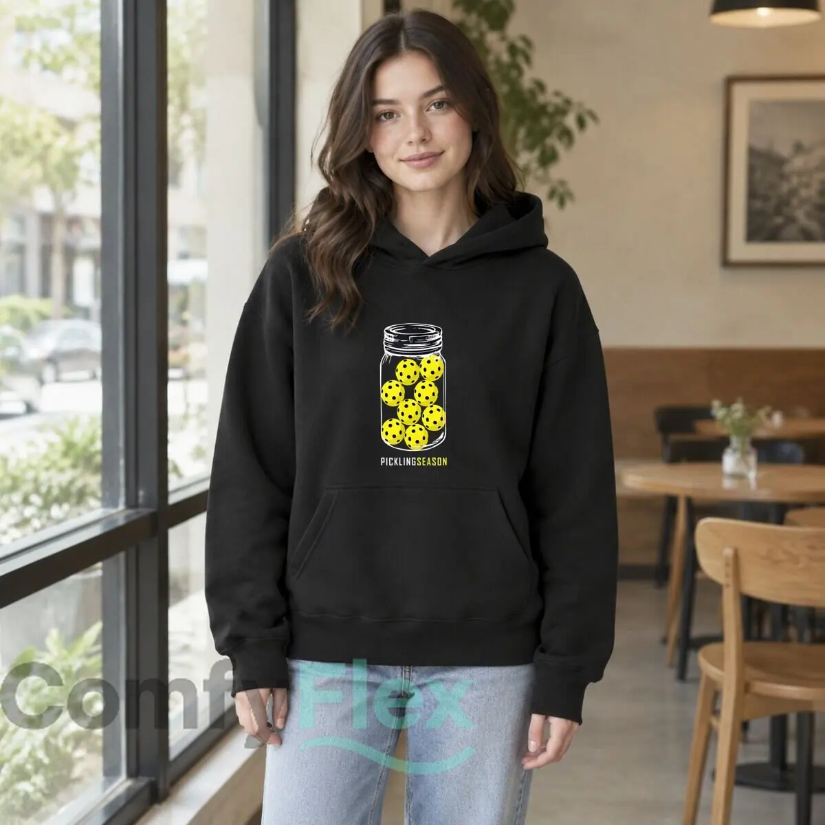 Yellow Pickleball Balls Season Autumn and winter new men's and women's hooded sweatshirts