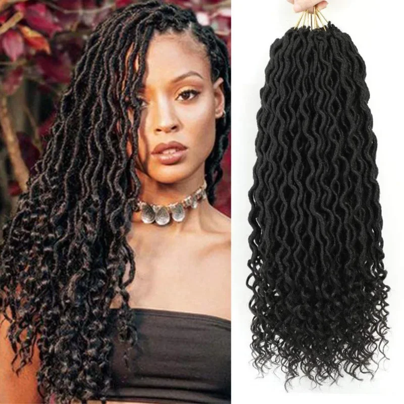 Häkelhaar, 61 cm, Häkel-Locs, 24 Stränge, Ingwer-Göttin-Locs, weiche Locs, lockige Enden, Faux Locs, synthetische Zöpfe für schwarze Frauen