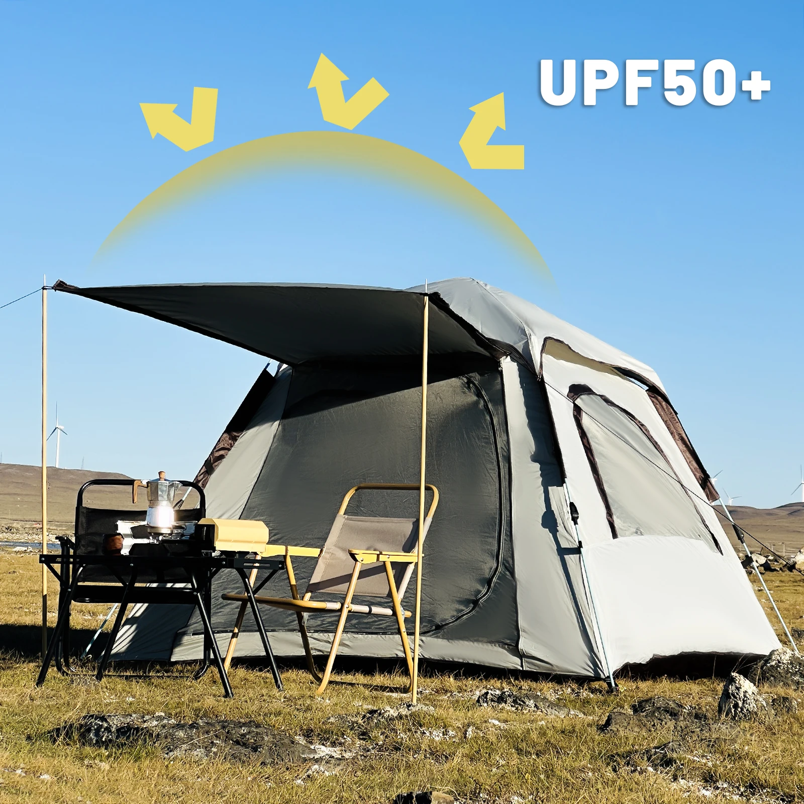 

Всепогодная палатка для мгновенной установки — ветроустойчивая 360° ° Панорамный дизайн, просторный и яркий для кемпинга, пеших прогулок, рыбалки и пикников