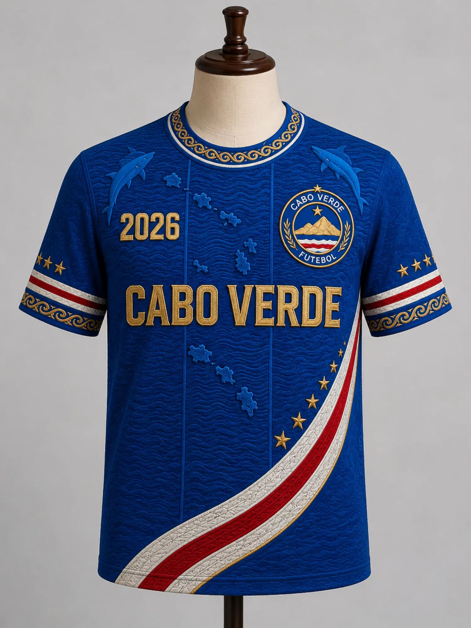 Mens Cabo Verde Crew Neck T Shirt Sport Crest Ribbon Graphic Short Sleeve Beach Vacation Summer Tee Casual Daily Wear Top Outfit