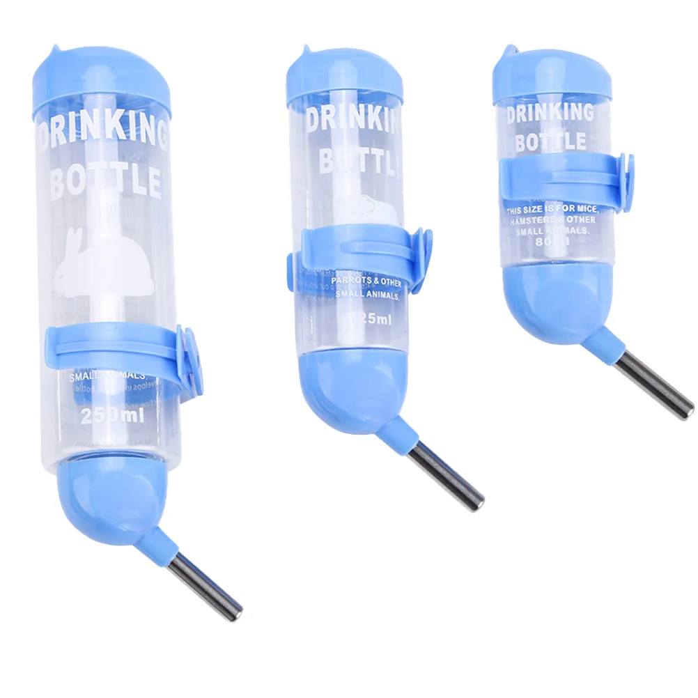 

3Pcs Round Head Water Bottle Safe Durable Transparent Easy Install Pet Cage Accessory Rabbit Hamster Guinea Pig Chinchilla