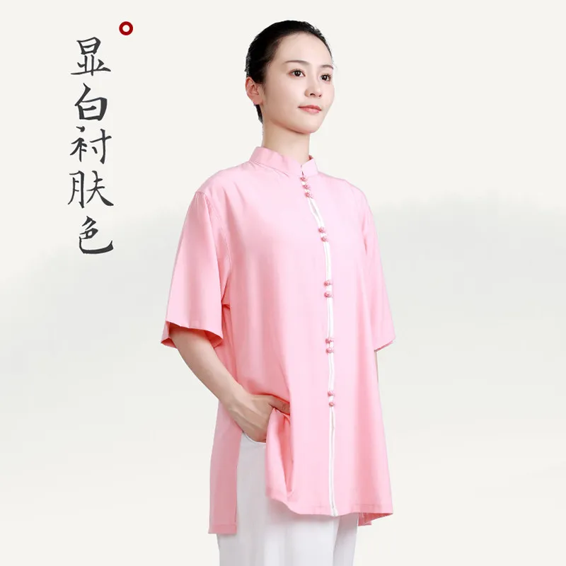 Martial Arts Tai Clothing Women's New Western Style High-End Cotton Linen Eight-Section Brocade Exercise Summer Thin