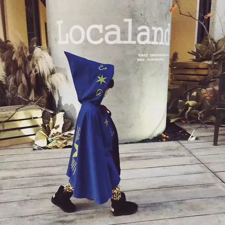 Costumi per bambini di Halloween per ragazzi e ragazze mantello cosplay mago mago