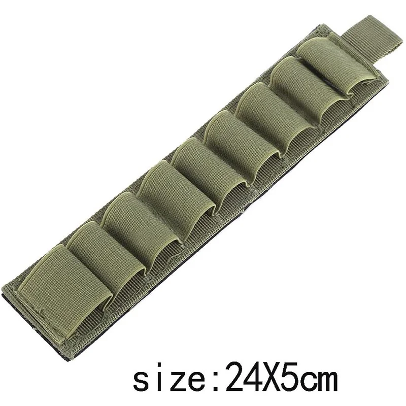 Tactical 6/9 Rounds Pouch 12/20GA Cartridge Buttstock Shell Holder Magic Hook&Loop Holder Hunting shooting