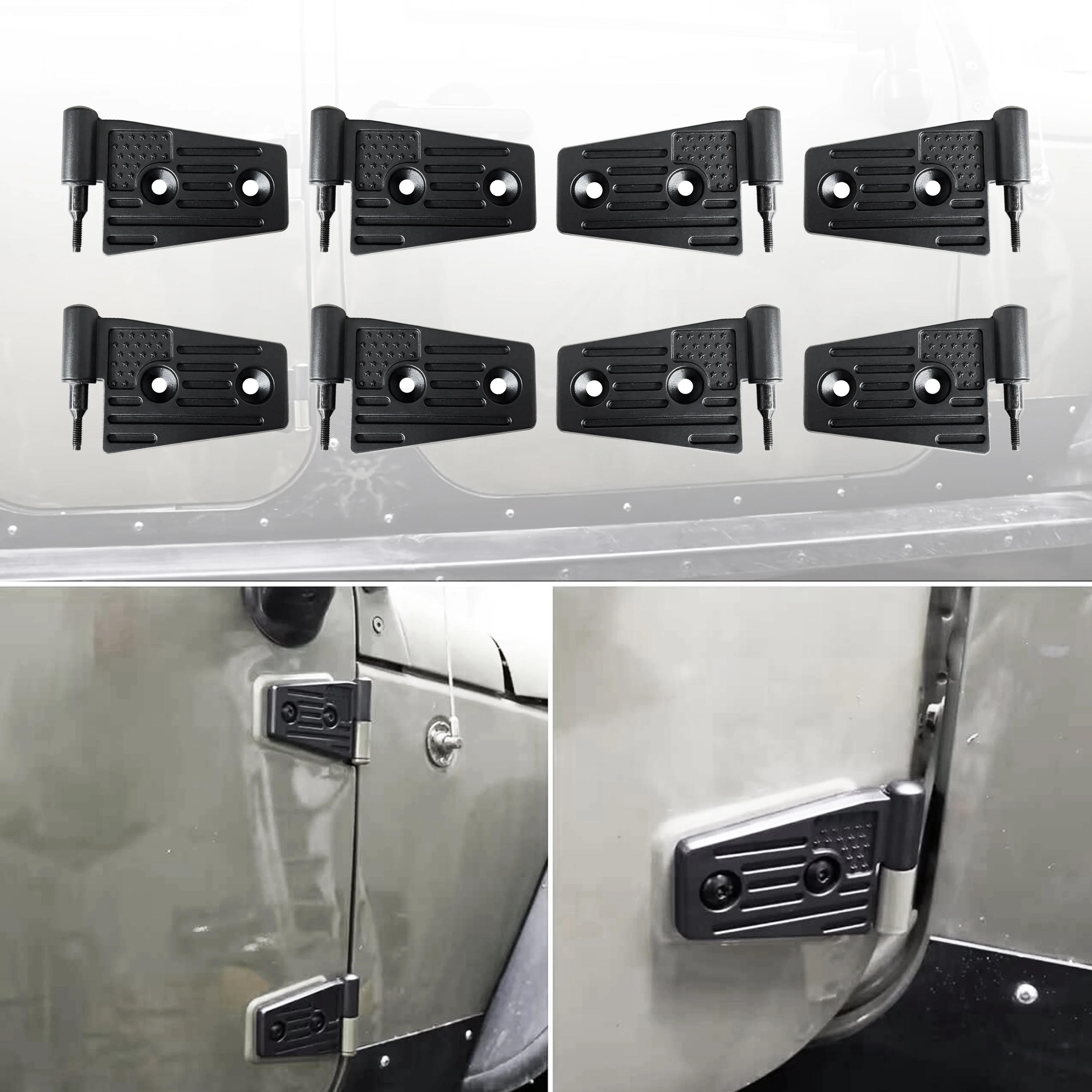 Door Hinge Kit Exterior&Interior Hinges Bolt On Fit for 2007-2018 Jeep Wrangler JK JKU Sport Rubicon Sahara X Unlimited 2/4 Door