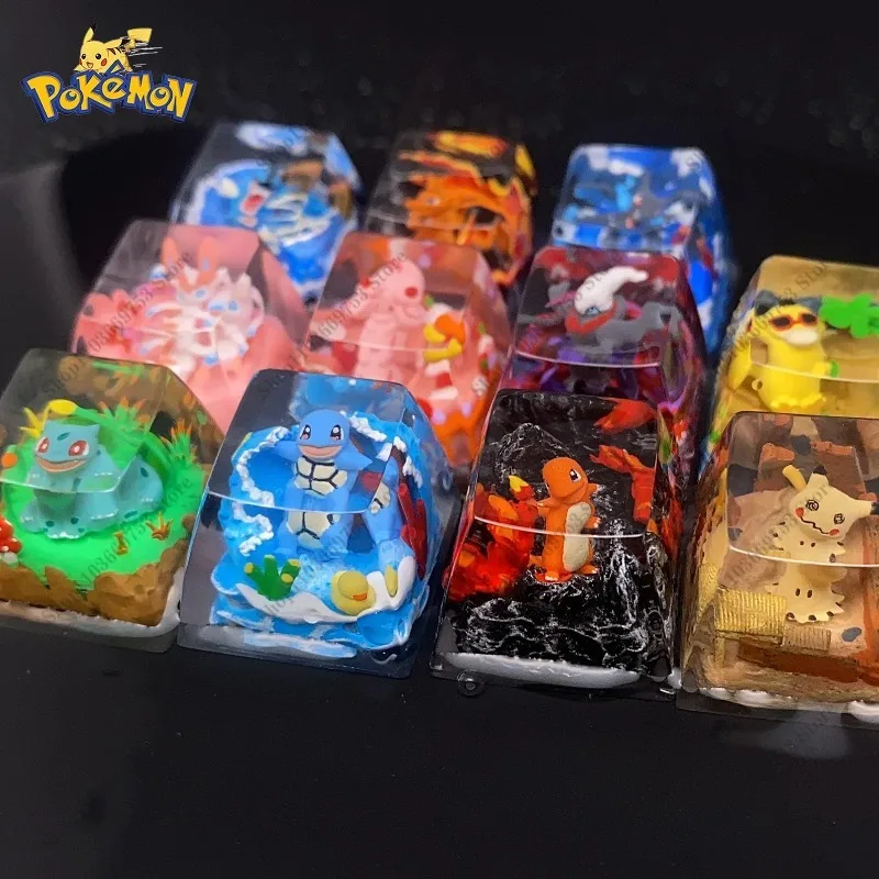 Pokemon Resin Keycaps Charmander Charizard Mimikyu Bulbasaur Gyarados Customized Mechanical Keyboard DIY Keys Accessories Gifts