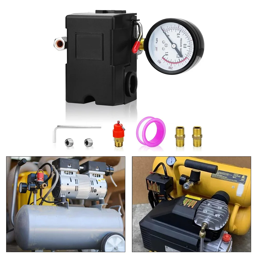 1 set valvola di controllo pressostato compressore d'aria 1/4 interfaccia pressostato 110v-240 V 95-125psi 110-150psi 135-175psi