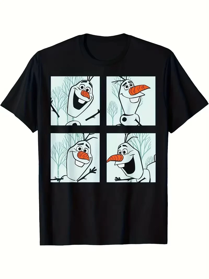2025 خريف جديد ديزني فروزن 2 أولاف لوحات الجرافيك تي شيرت الكرتون رجل إمرأة للجنسين القطن المحملة الشارع الشهير عادية كبيرة الحجم