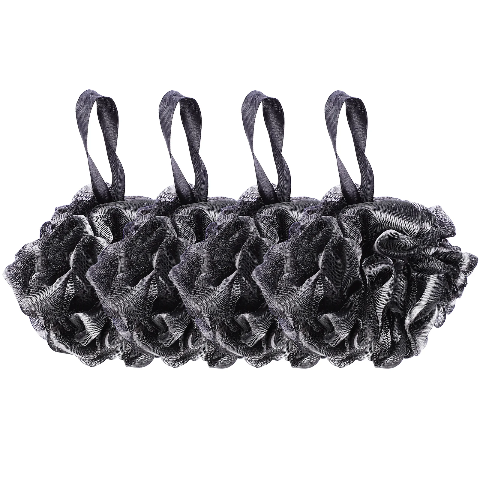 

4pcs Bamboo Charcoal Shower Ball Black Exfoliating Bath Scrubber Deep Cleaning Pores Shower Loofahs Balls Bathroom Accessories