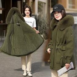 Winter Jacket Women Long Coat Wool Liner Hooded Parkas with Fur Collar Warm Snow Wear Clothes Padded Coat Thick Female Outwear