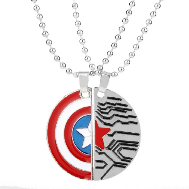 Marvel Couple Necklace Cartoon Anime Captain America Shield Pendant Fashion Trend Creative Couple Jewelry Valentine\'s Day Gift