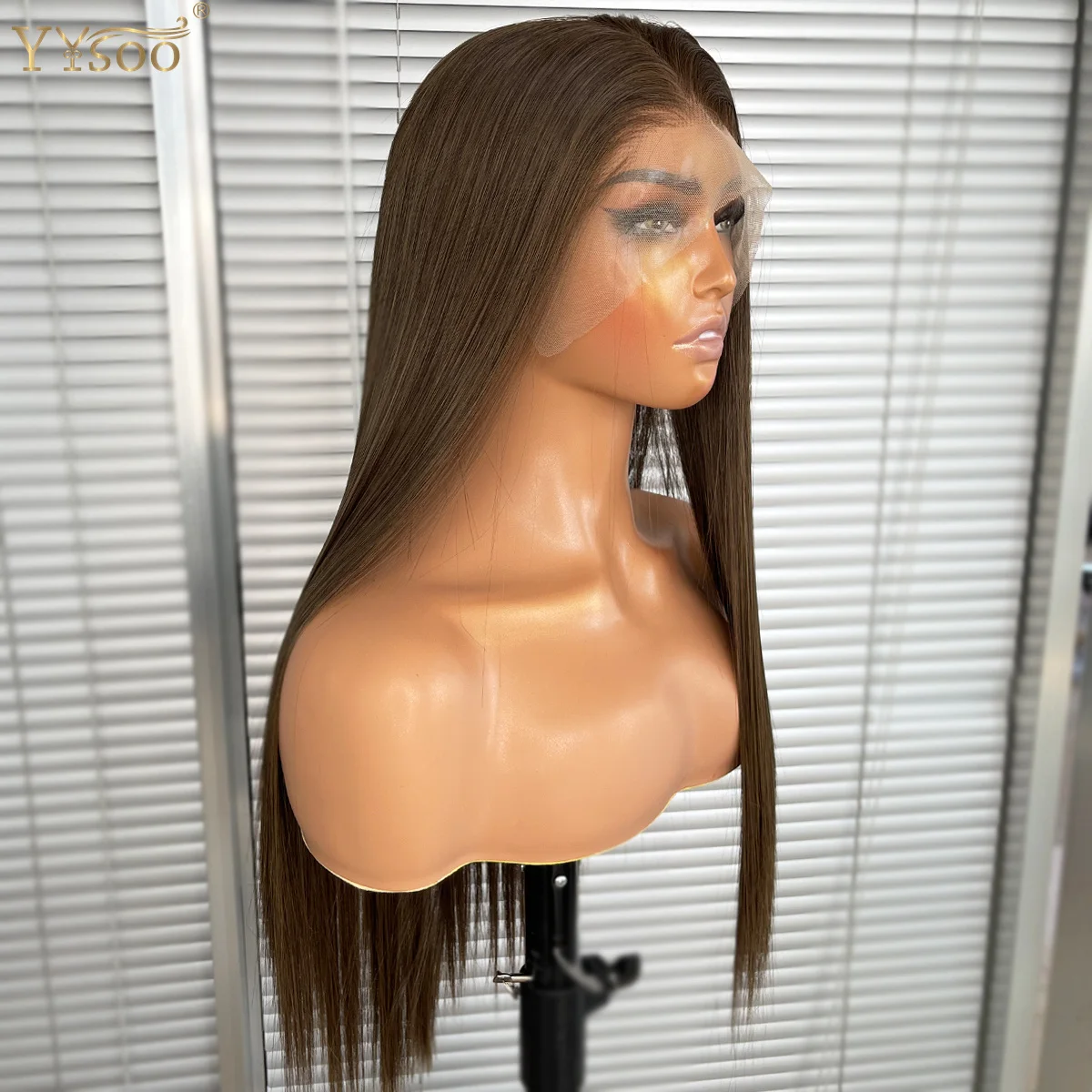 YYsoo Long Mixed Color 13x4 Silky Straight Japan Futura Glueless Synthetic Lace Front Wigs For Black Women Pre Plucked Hairline