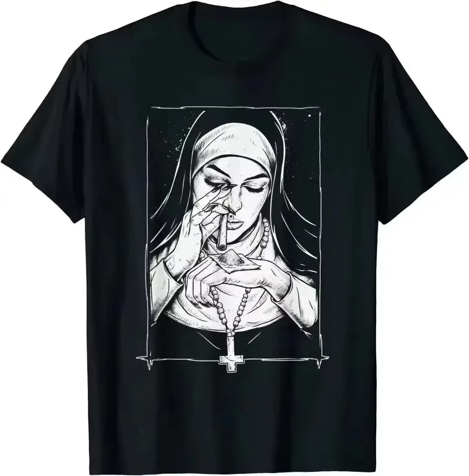 Take Drugs Nun Fashion T Shirt Free Harajuku Casual 2025 New Arrival Summer Men Print Cotton T Shirt Casual Cool Male's Tops
