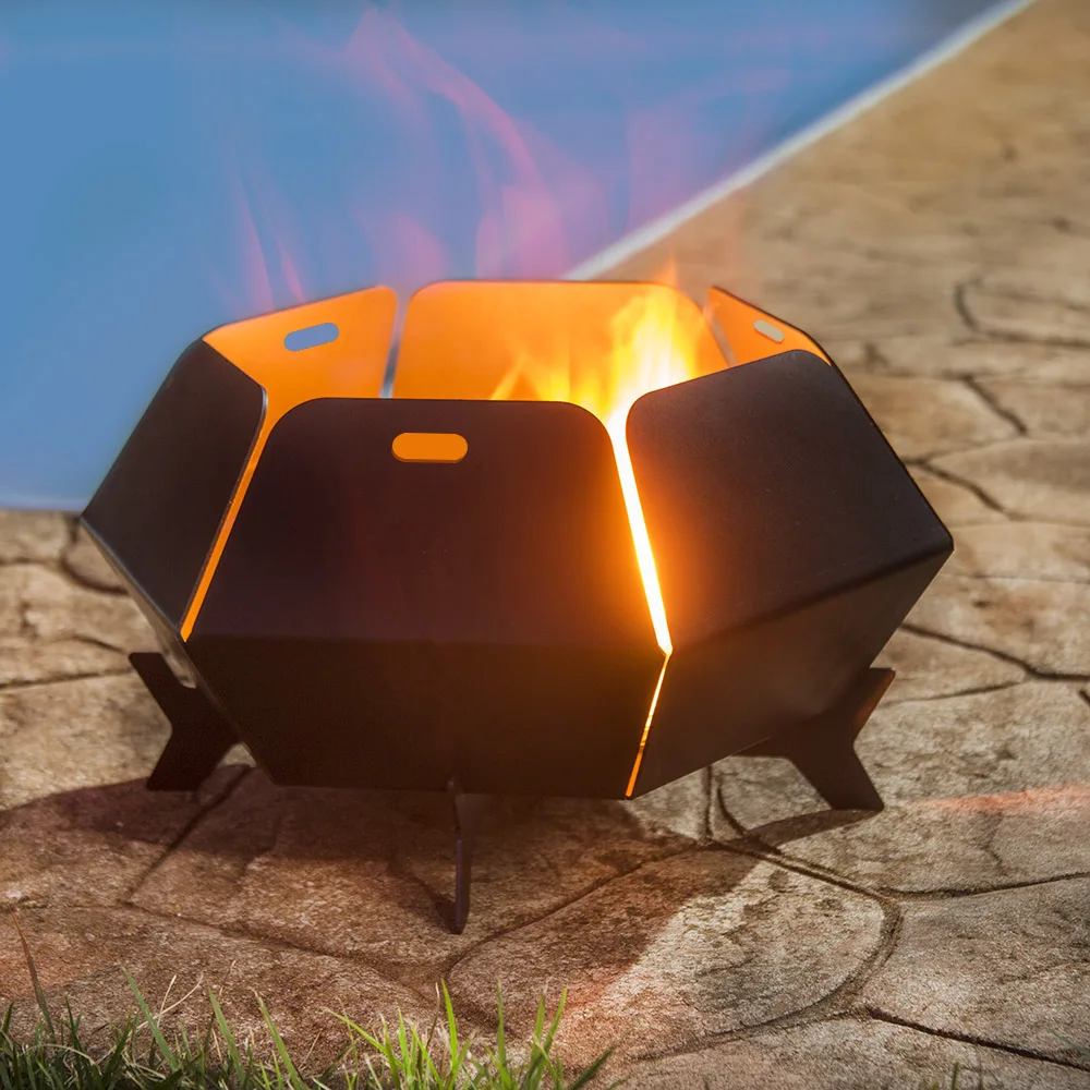 Outdoor Lira-Toucher Fireplace for Garden-Steel-Black