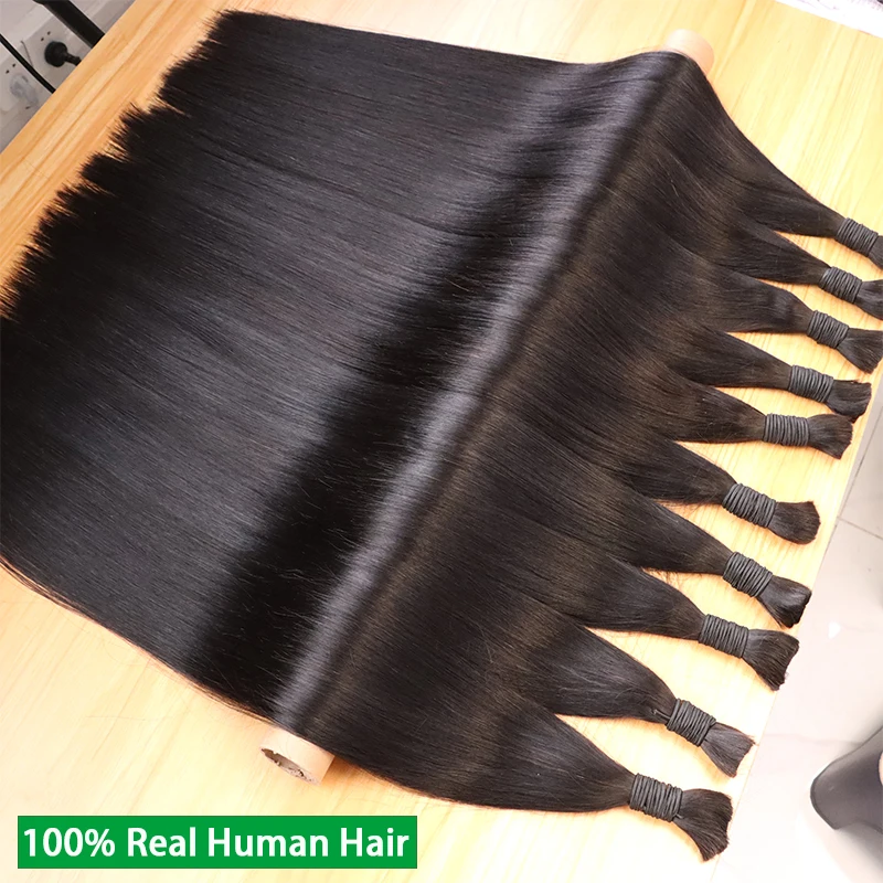 

Raw Bone Straight Human Hair Bulk For Braiding Extensiones 100% Real Human Hair Unprocessed No Weft Virgin Human Hair Weaving