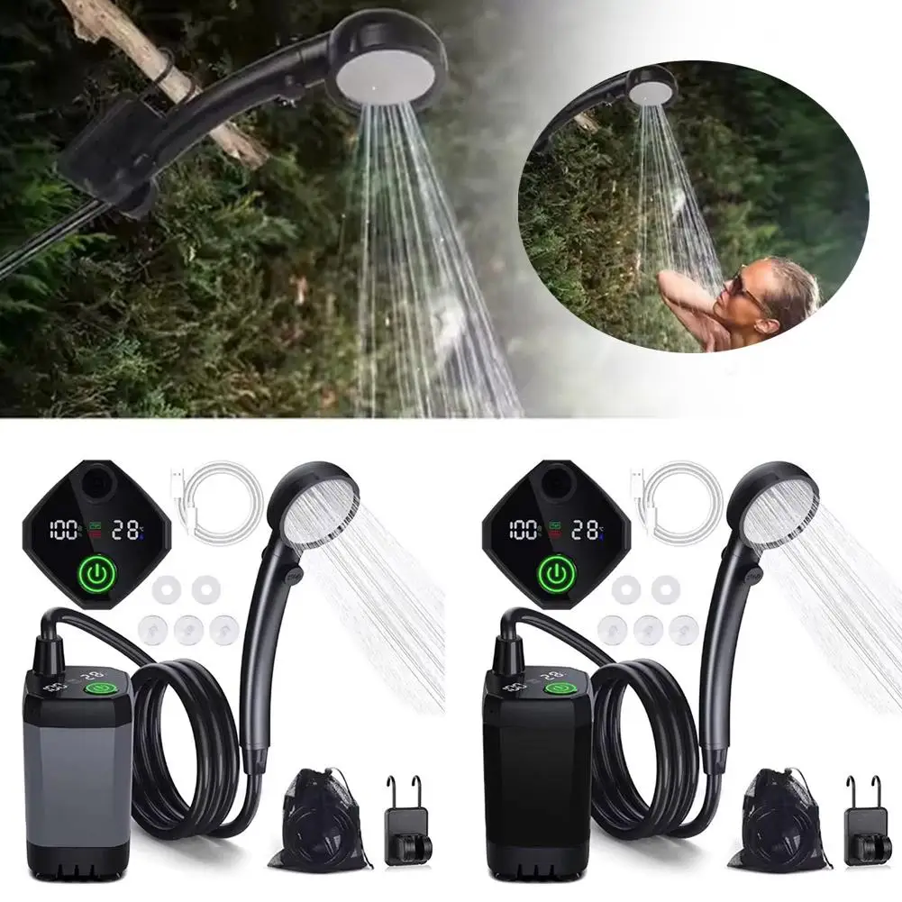 

6000mAh Outdoor Camping Shower Set Waterproof with Digital Display Portable Electric Shower Pump for Hiking Travel Pet Watering