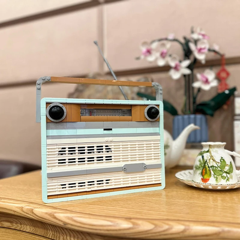 الإبداعية DIY 1970s الترانزستور الرجعية راديو نموذج اللبنات-ألعاب التجميع التعليمية لديكور المنزل على الموسيقى والهدايا