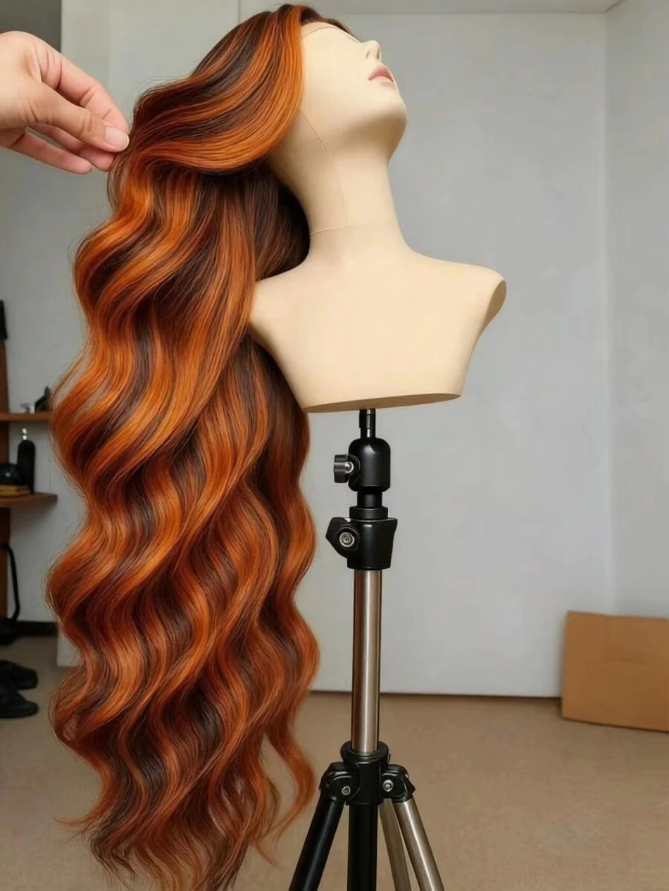 

Ginger Orange Brown Highlight Ombre Body Wave 13x4 HD Lace Front Human Hair Wigs P4/350 Water Wave Lace Frontal Wig Vietnamese
