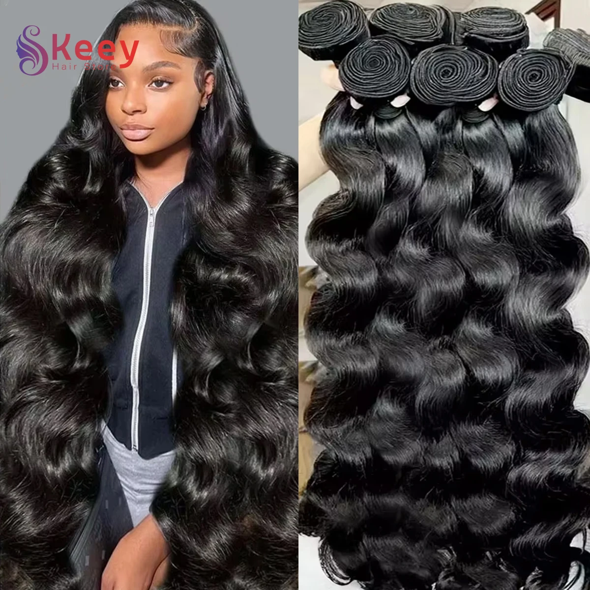 

32-дюймовые пучки человеческих волос объемной волны 16А, пучки необработанных волос, плетение 1/3/4, бразильские пучки человеческих волос, уток для наращивания волос для чернокожих женщин