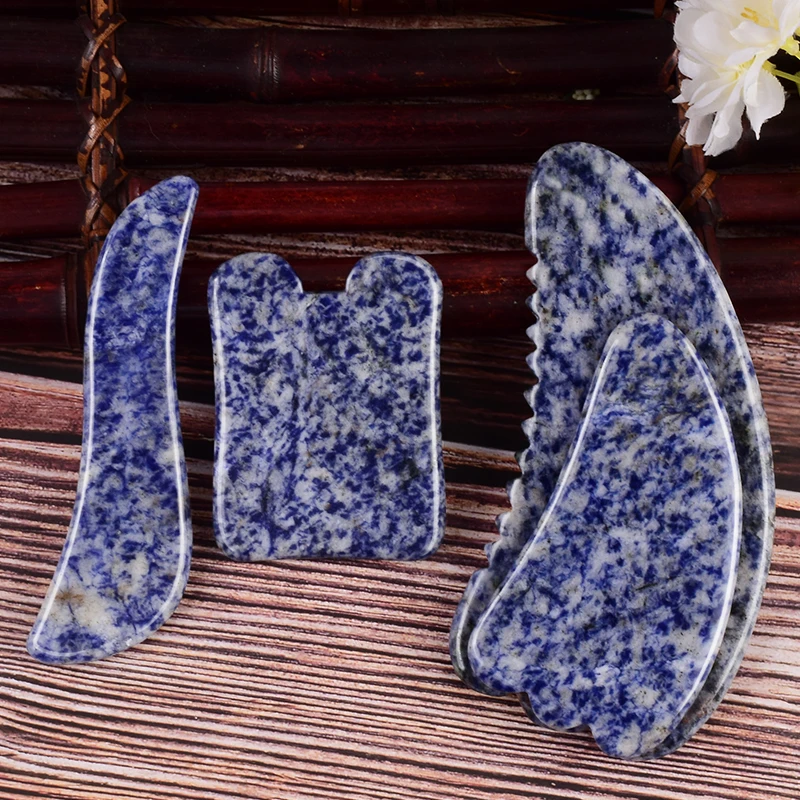 

Sodalite Sawtooth Big Gua Sha Tool Natural Jade Stone Massager Face Care Neck Body SPA Acupuncture Scraping Beauty Product