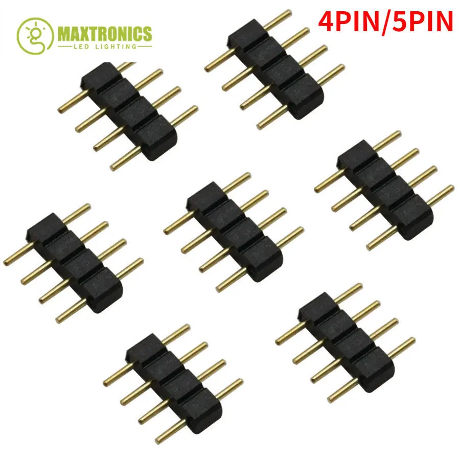 Free Shipping 100pcs/lot 4Pin 5Pin Needle Connector Male Plug Adapter No Welding Solderl For RGB 5050 LED Strip Lights Connect