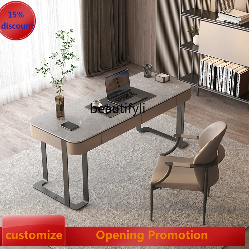 

Light luxury rock slab desk Household Italian minimalist desk Consultation writing desk G1218