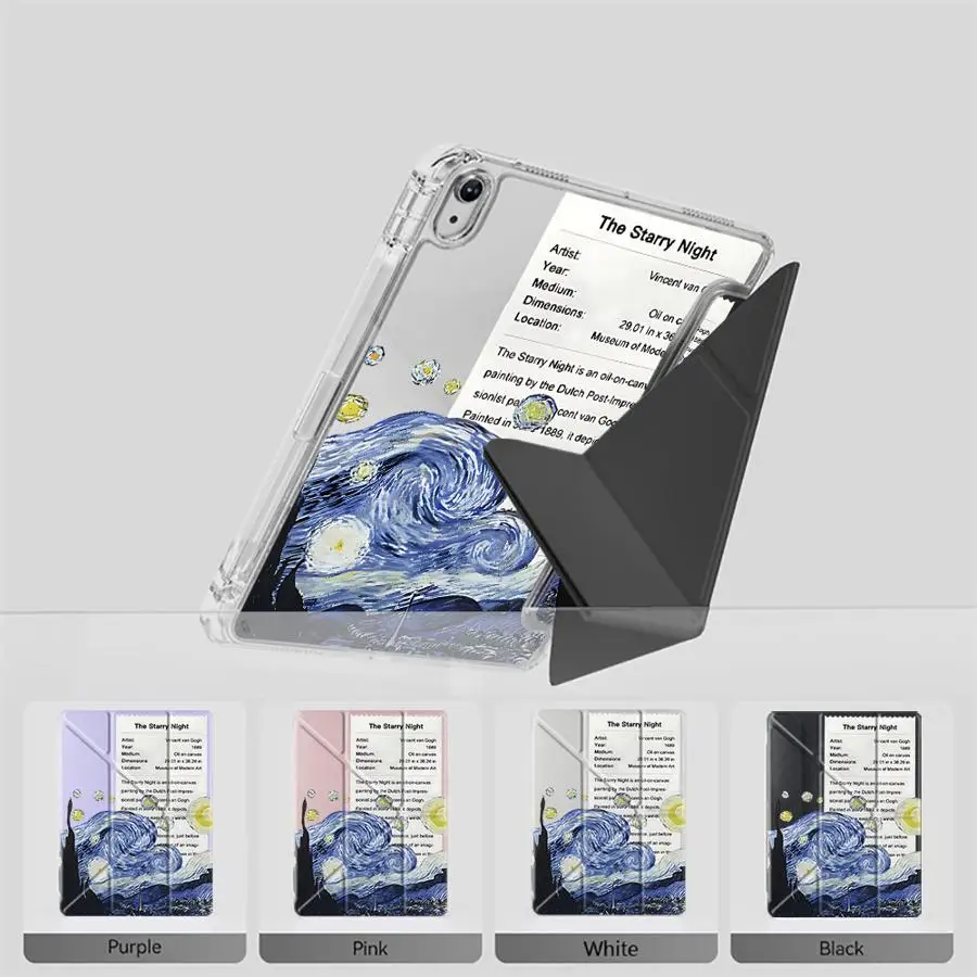 

Starry Night Art Pattern Y-Fold Holder Cover Tablet Case For iPad Pro 11th 10th 9th 8th 7th 12.9inch Pro 2025 Air 4 5 M3 M2 1 2