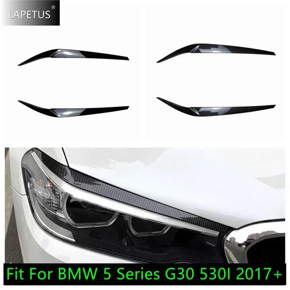 

Black / Carbon Fiber Look Head Light Lamp Eyelids Eyebrow Decor Cover Trim For BMW 5 Series G30 530I 2017 - 2023 Car Accessories