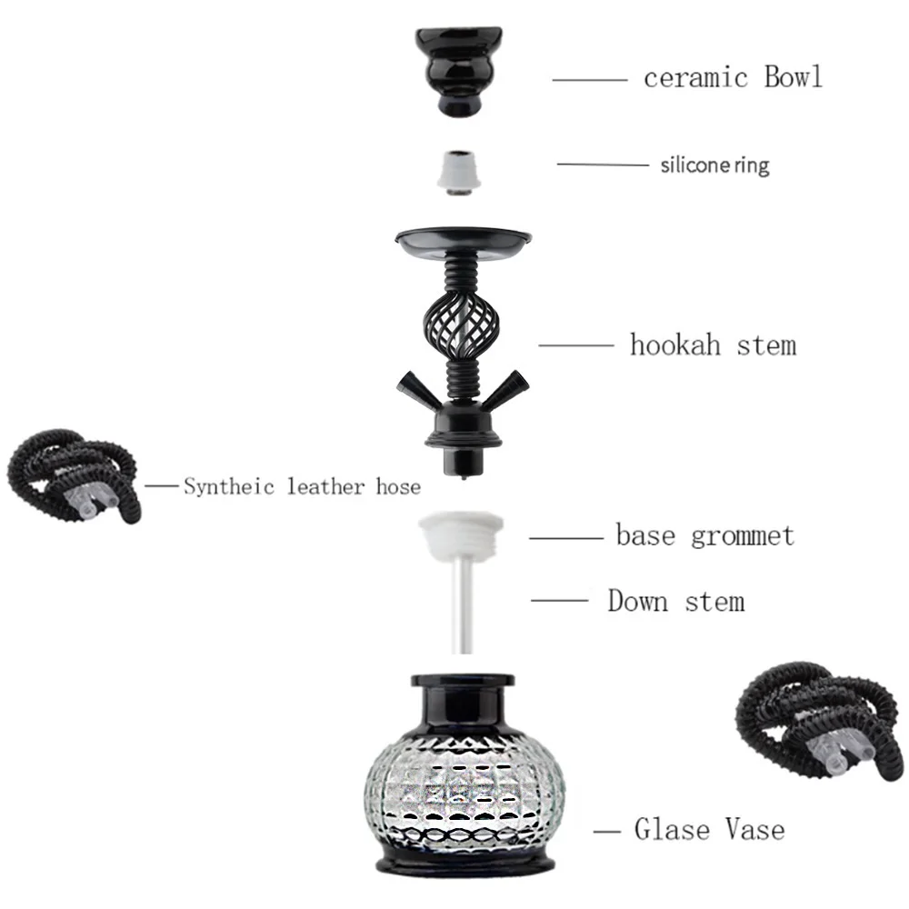 Small double-barreled hookah set (black)-taste the classics and enjoy a leisurely time