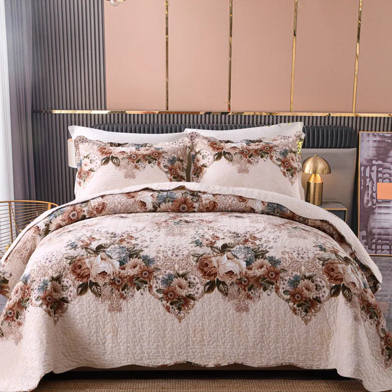 Soft Twill Cotton Quilt Set 3PCS Queen Size Bedspread on the Bed Summer Lightweight Quilted Blanket for Bed Coverlet All Season